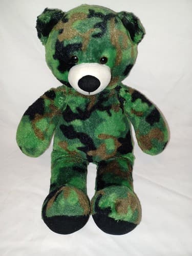 Green Camouflage Plush Camo Teddy Stuffed Bear BABW 16” Build A Bear Workshop - Image 1