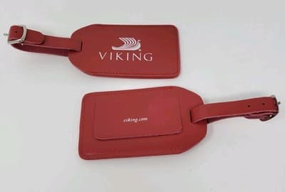 Viking Cruise Lines Red Leather Luggage Tags Set Of 2 Travel Tags - Thumbnail 3