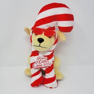 Raising Canes Candy Cane Dog 2024 Christmas Plush 10 Inch Toy - Image 1