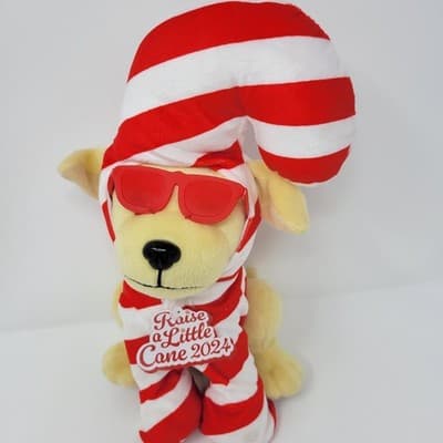 Raising Canes Candy Cane Dog 2024 Christmas Plush 10 Inch Toy - Thumbnail 3