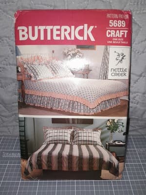 Butterick 5689 Craft Nettle Creek Bed Covering Package Duvet Dust Ruffle Sham - Image 1