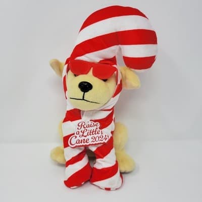 Raising Canes Candy Cane Dog 2024 Christmas Plush 10 Inch Toy - Thumbnail 2
