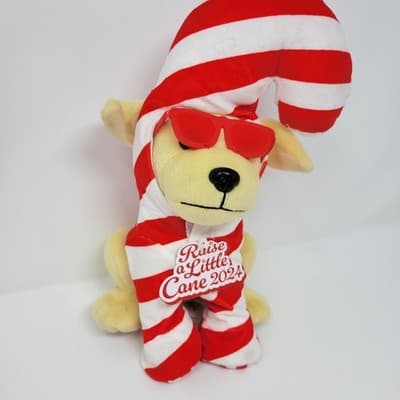 Raising Canes Candy Cane Dog 2024 Christmas Plush 10 Inch Toy - Thumbnail 4