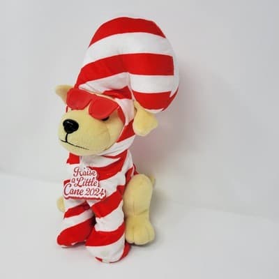 Raising Canes Candy Cane Dog 2024 Christmas Plush 10 Inch Toy - Thumbnail 5