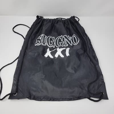 SIGGNO XXI Concert Drawstring Backpack 17x13 Band Merch Black Bag - Thumbnail 3