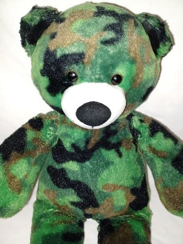 Green Camouflage Plush Camo Teddy Stuffed Bear BABW 16” Build A Bear Workshop - Thumbnail 2