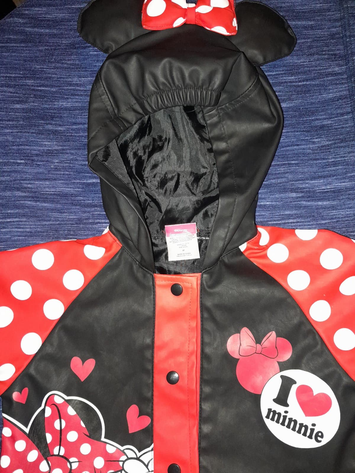 Disney Minnie Mouse Red White Polka Dot Raincoat Jacket I Heart Minnie Size 2T - Thumbnail 3