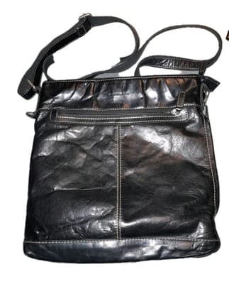 Jack Georges Voyager Handmade Buffalo Leather Crossbody Messenger Bag Black - Image 1