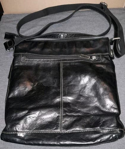 Jack Georges Voyager Handmade Buffalo Leather Crossbody Messenger Bag Black - Thumbnail 2
