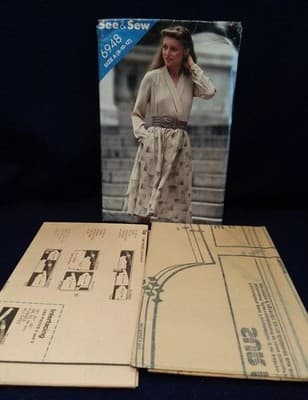 See & Sew 6948 70s Bohemian Wrap Dress Pattern Misses 8-12 UNCUT - Image 1