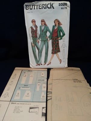 Butterick 3320 Tailored Retro Women’s Suit Jacket Vest Pants Skirt Size 16 UNCUT - Image 1
