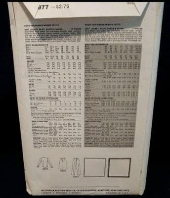 Butterick 3977 Vintage Sewing Pattern Misses Jacket/Skirt/Pants Size 10 Uncut - Thumbnail 2