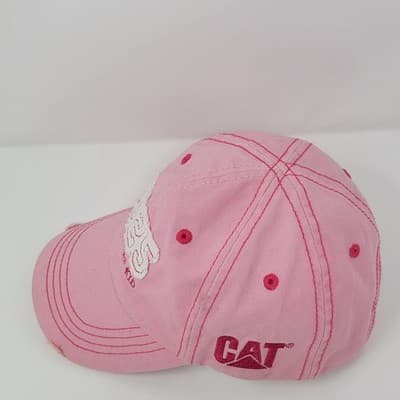 CAT 1925 Caterpillar Kid Baseball Cap Youth Pink Distressed Adjustable RARE - Thumbnail 6
