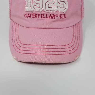 CAT 1925 Caterpillar Kid Baseball Cap Youth Pink Distressed Adjustable RARE - Thumbnail 2