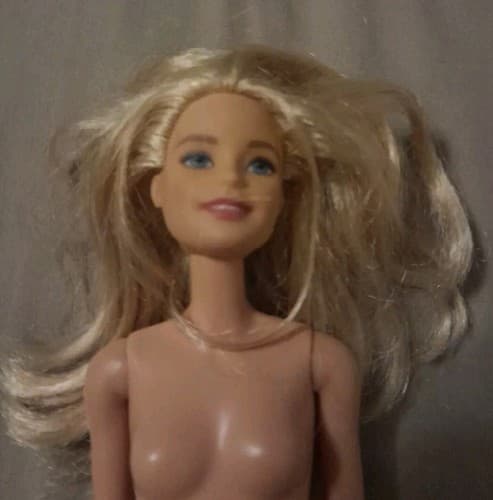 Barbie Nude Doll Blonde Hair, Blue Eyes Body 2015 Head 2013 Straight Arms & Legs - Image 1