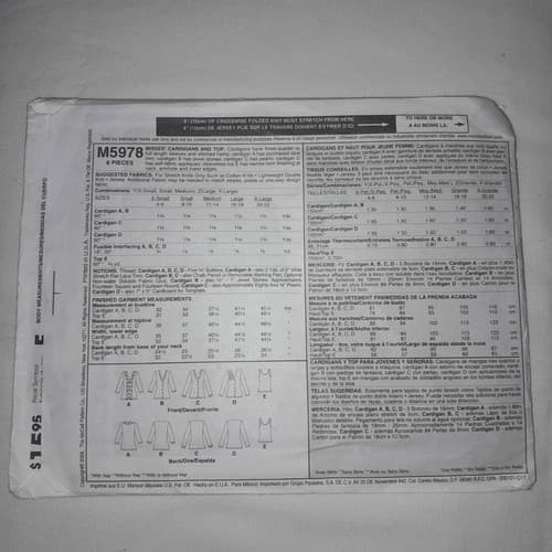 McCall’s M5978 Sewing Pattern Women’s Tops & Cardigans Size Z (LG–XXL) Cut - Thumbnail 2