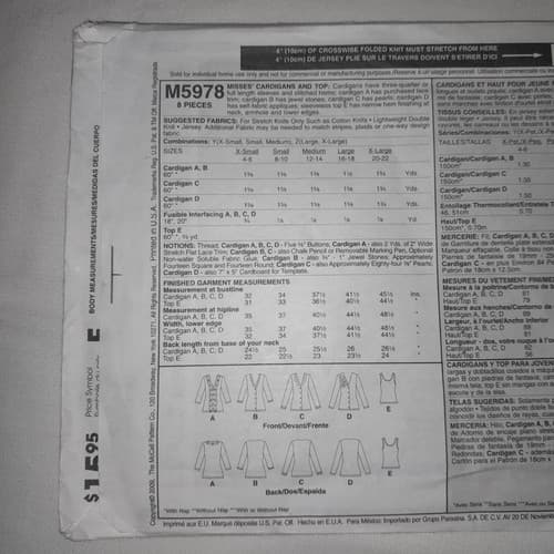 McCall’s M5978 Sewing Pattern Women’s Tops & Cardigans Size Z (LG–XXL) Cut - Thumbnail 3