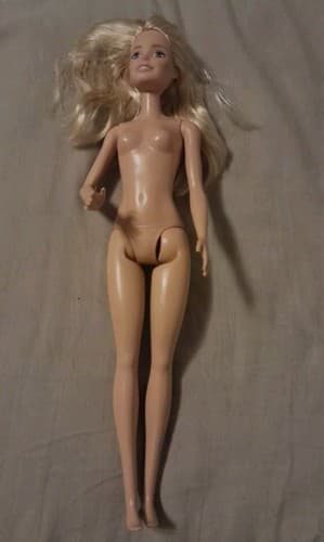 Barbie 2013 Body 2015 Head Nude Doll Blonde Hair, Blue Eyes Bent Arm Flat Feet - Thumbnail 2