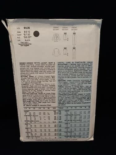 BUTTERICK 3689 Very Easy JACKET SKIRT PANTS Totally 80's Sz 8 10 12 Pattern UC - Thumbnail 2