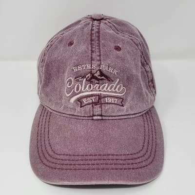 Estes Park Colorado Hat Cap Prairie Mountain Snapback Trucker Pink Distressed - Image 1