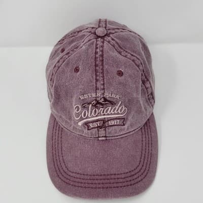Estes Park Colorado Hat Cap Prairie Mountain Snapback Trucker Pink Distressed - Thumbnail 3
