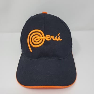 PERU National Team Baseball Cap Mens Black Orange Embroidered Logo Adjustable - Image 1