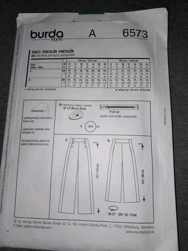 Burda Style 6573 sewing pattern - sailor wide leg Pants new EU 32-44 US 6-18 HTF - Thumbnail 2
