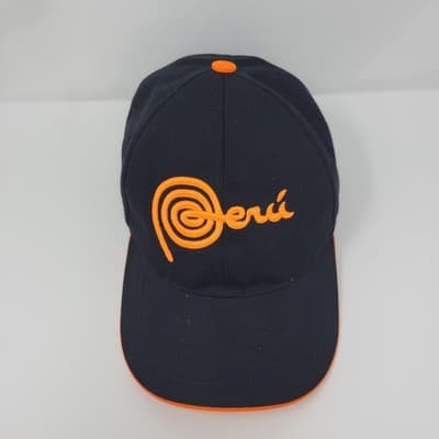 PERU National Team Baseball Cap Mens Black Orange Embroidered Logo Adjustable - Thumbnail 2