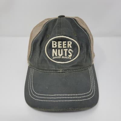 Beer Nuts Snapback Mesh Back Trucker Hat Gray OSFA Colorblock 6 Panel - Image 1