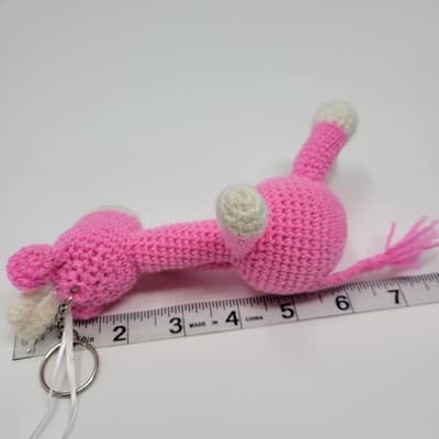 Handmade Pink Giraffe Crochet Plush Keychain Backpack Charm 6in Cute - Thumbnail 6