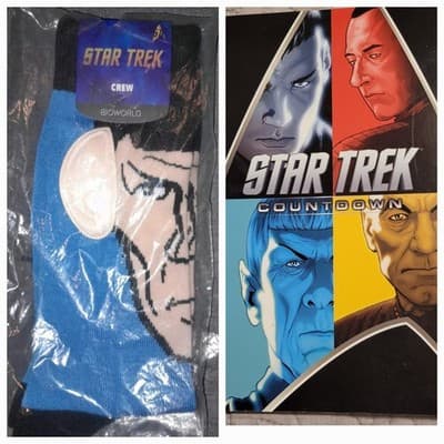Star Trek Countdown IDW Comics TPB 2009 Movie Prequel + Spock Ear Crew Socks Lot - Image 1