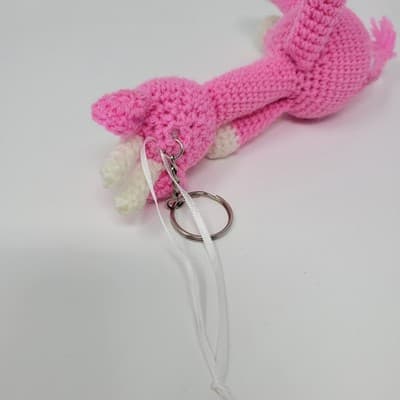 Handmade Pink Giraffe Crochet Plush Keychain Backpack Charm 6in Cute - Thumbnail 5