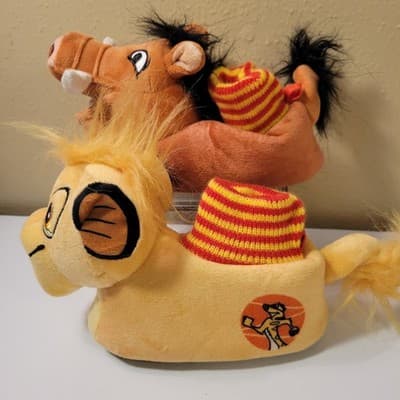 Disney Lion King Slippers Simba & Pumbaa Plush 3D Toddler Size 5/6 w/ Timon Logo - Thumbnail 3
