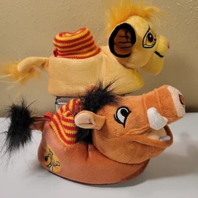 Disney Lion King Slippers Simba & Pumbaa Plush 3D Toddler Size 5/6 w/ Timon Logo - Thumbnail 5