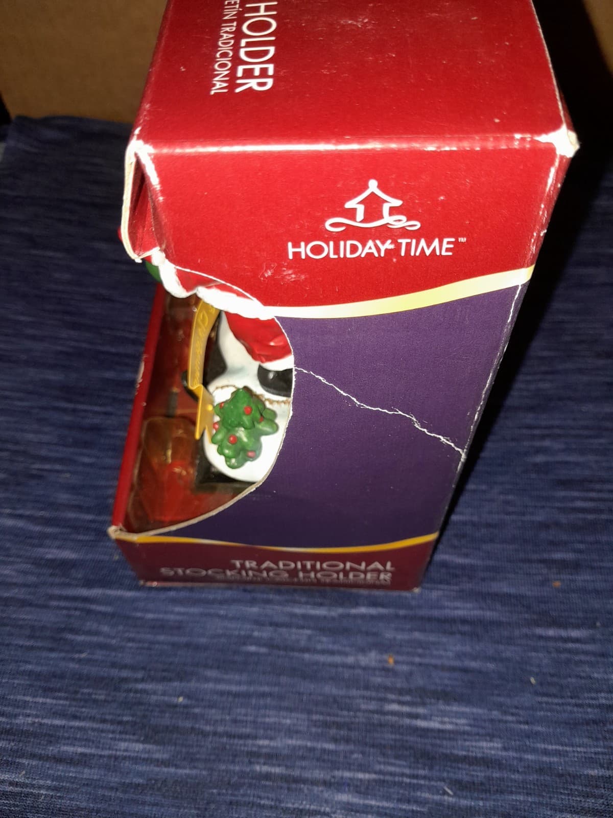 Vtg Holiday Time Stocking Hanger Santa Claus w Christmas Banner "Merry Christmas - Thumbnail 5