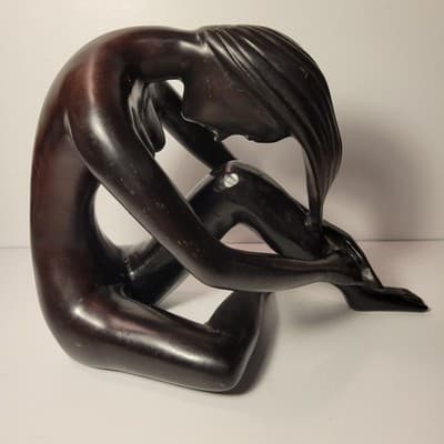 Abstract Seated Woman Sculpture Bronze Finish Polystone Resin Figurine 10 Statue - Image 1