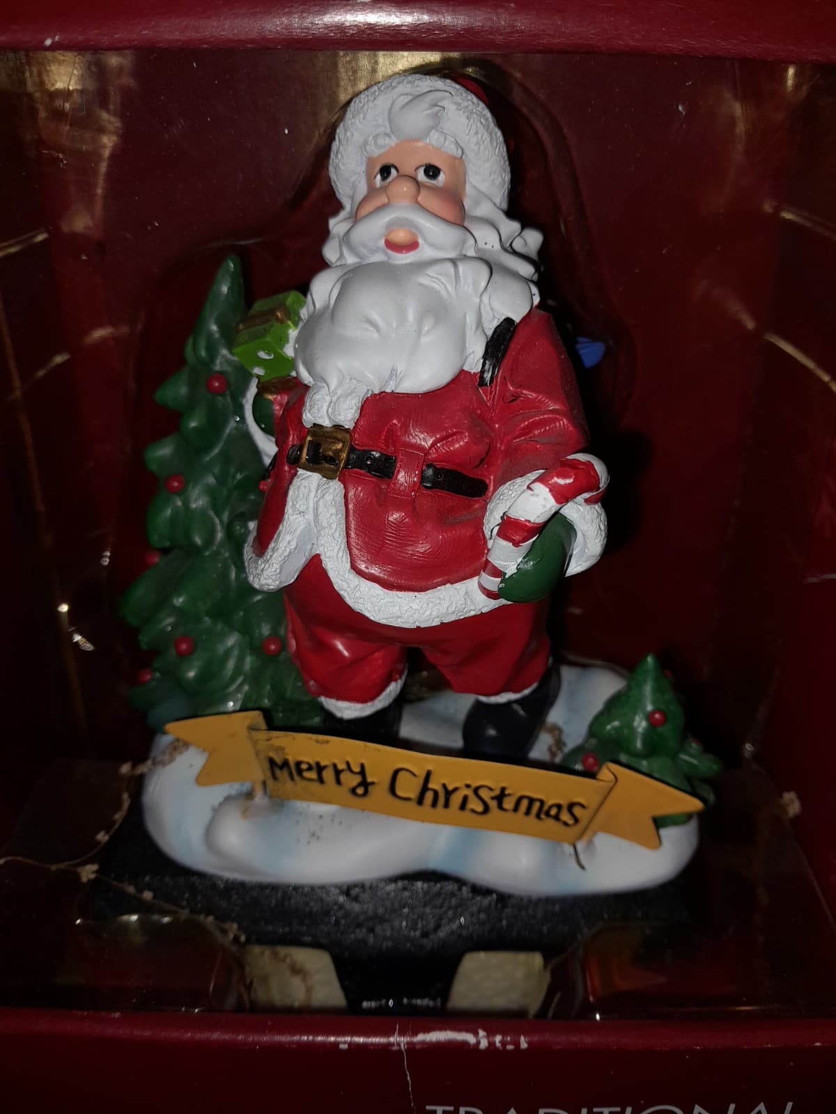 Vtg Holiday Time Stocking Hanger Santa Claus w Christmas Banner "Merry Christmas - Thumbnail 3