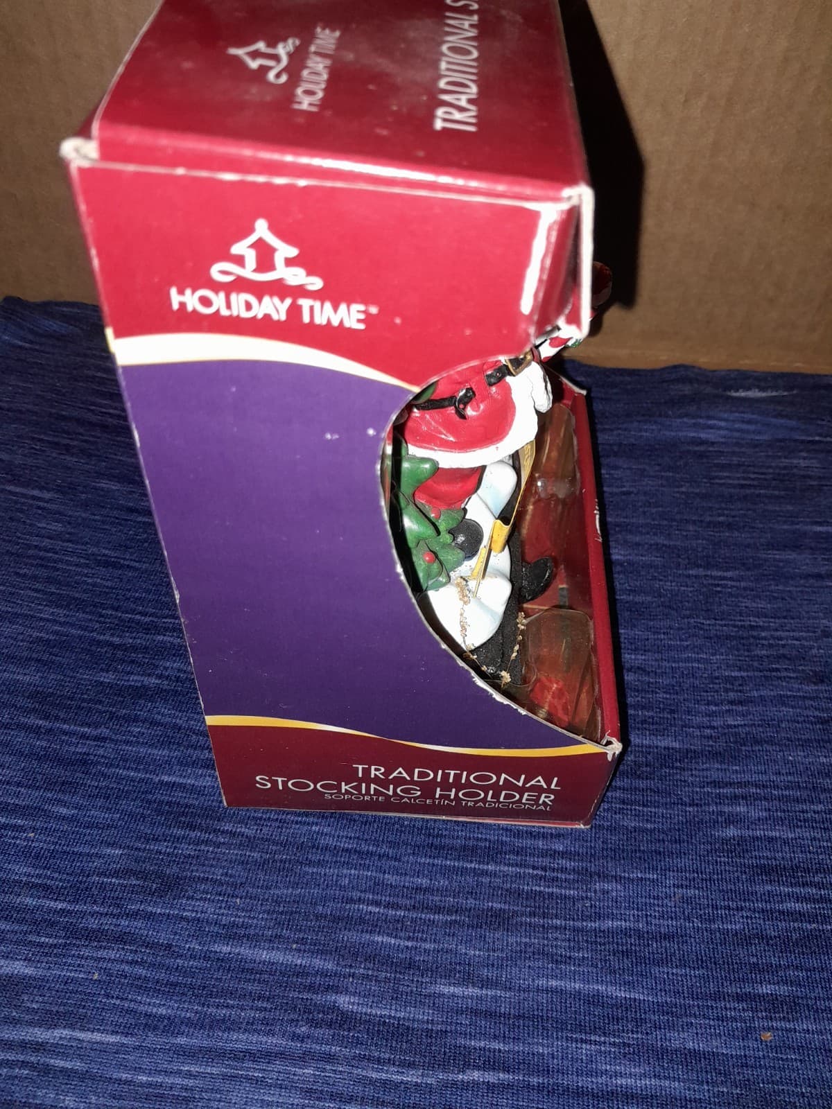 Vtg Holiday Time Stocking Hanger Santa Claus w Christmas Banner "Merry Christmas - Thumbnail 8