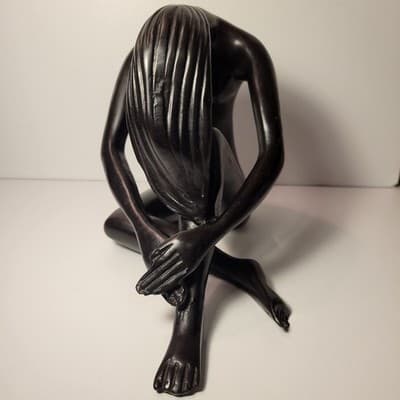 Abstract Seated Woman Sculpture Bronze Finish Polystone Resin Figurine 10 Statue - Thumbnail 5