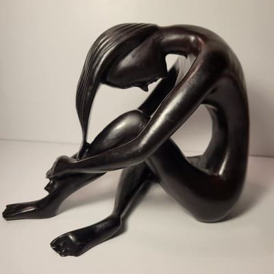 Abstract Seated Woman Sculpture Bronze Finish Polystone Resin Figurine 10 Statue - Thumbnail 4
