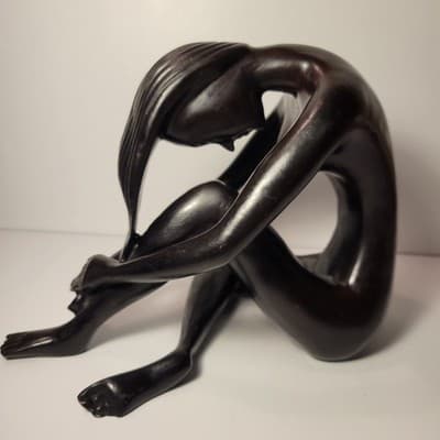 Abstract Seated Woman Sculpture Bronze Finish Polystone Resin Figurine 10 Statue - Thumbnail 3