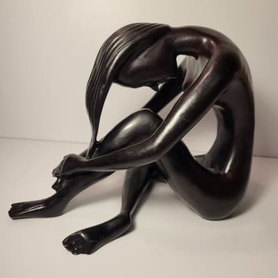 Abstract Seated Woman Sculpture Bronze Finish Polystone Resin Figurine 10 Statue - Thumbnail 2
