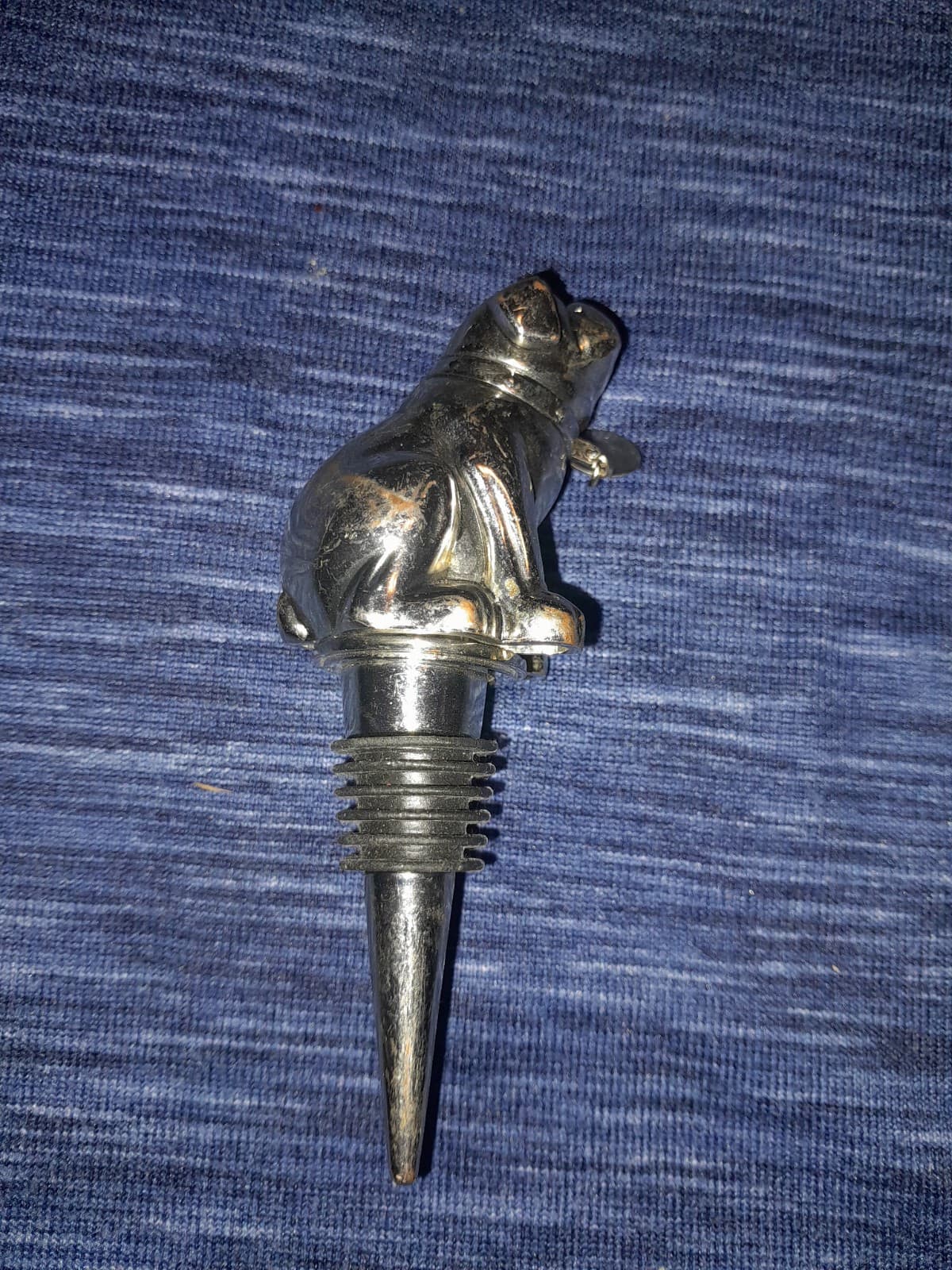 Stainless Steel Rubber BULLDOG Wine Stopper w/ Dog Tag from Pottery Barn - Thumbnail 8