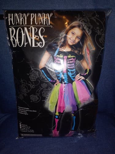 Girls Funky Punky Bones Costume Size Small 4 - 6 Tutu Dress - Image 1