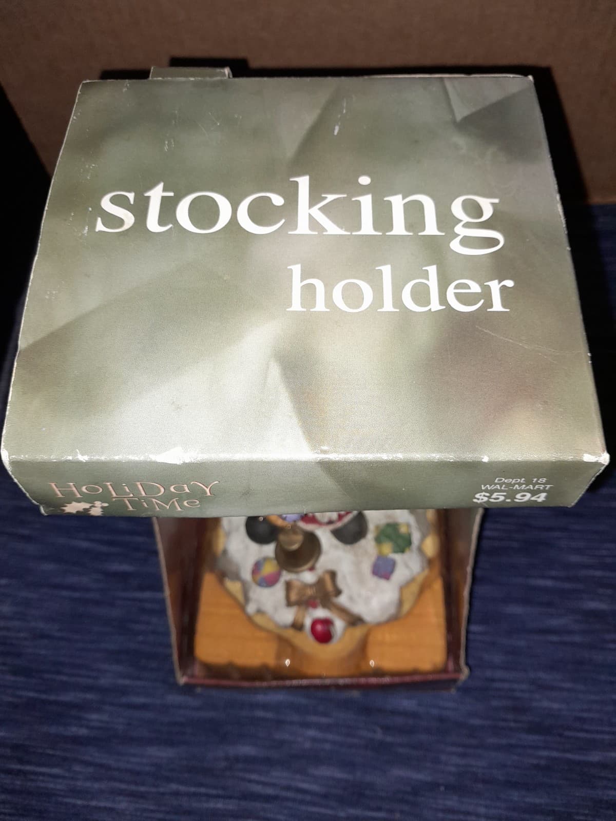 Vintage 3 Stacked Santa Claus 9" Christmas Stocking Holder Holiday Time Dept 18 - Thumbnail 4