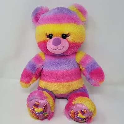 BUILD A BEAR Rainbow Stripe Teddy Bear 2019 17in Multicolor Plush - Thumbnail 2