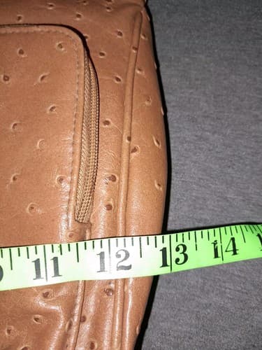 Strada Faux Ostrich Skin Handbag Purse Tan Adjustable Shoulder Strap - Thumbnail 8