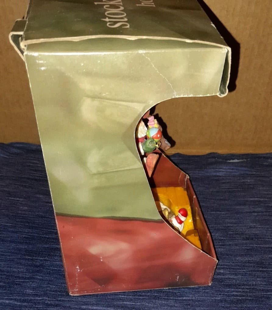 Vintage 3 Stacked Santa Claus 9" Christmas Stocking Holder Holiday Time Dept 18 - Thumbnail 8