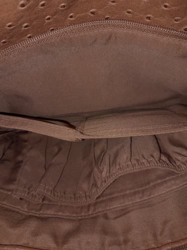 Strada Faux Ostrich Skin Handbag Purse Tan Adjustable Shoulder Strap - Thumbnail 15