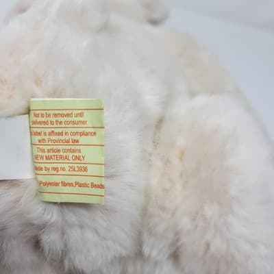 GODIVA Teddy Bear Plush 2005 Cream Red Ribbon 10in Sitting Stuffed Animal RARE - Thumbnail 10